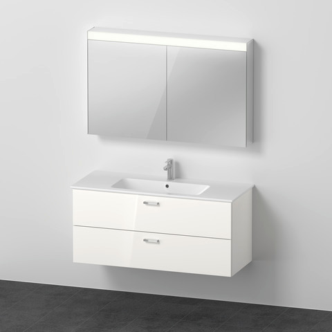 Duravit XBase Möbel-Set 1230x490mm, WT,WTU m. Schubk.2, Spiegelschr., Nussb.Dunkel