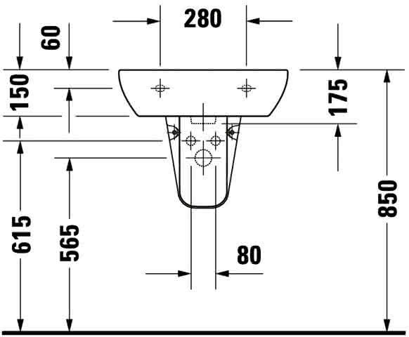 DU Waschtisch D-Code 550 mm mit ÜL, mit HLB, 1 HL, weiß