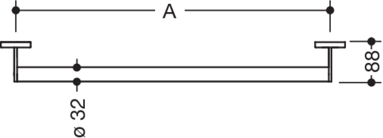 HEWI Haltegriff, d:32, L:variabel, schliff