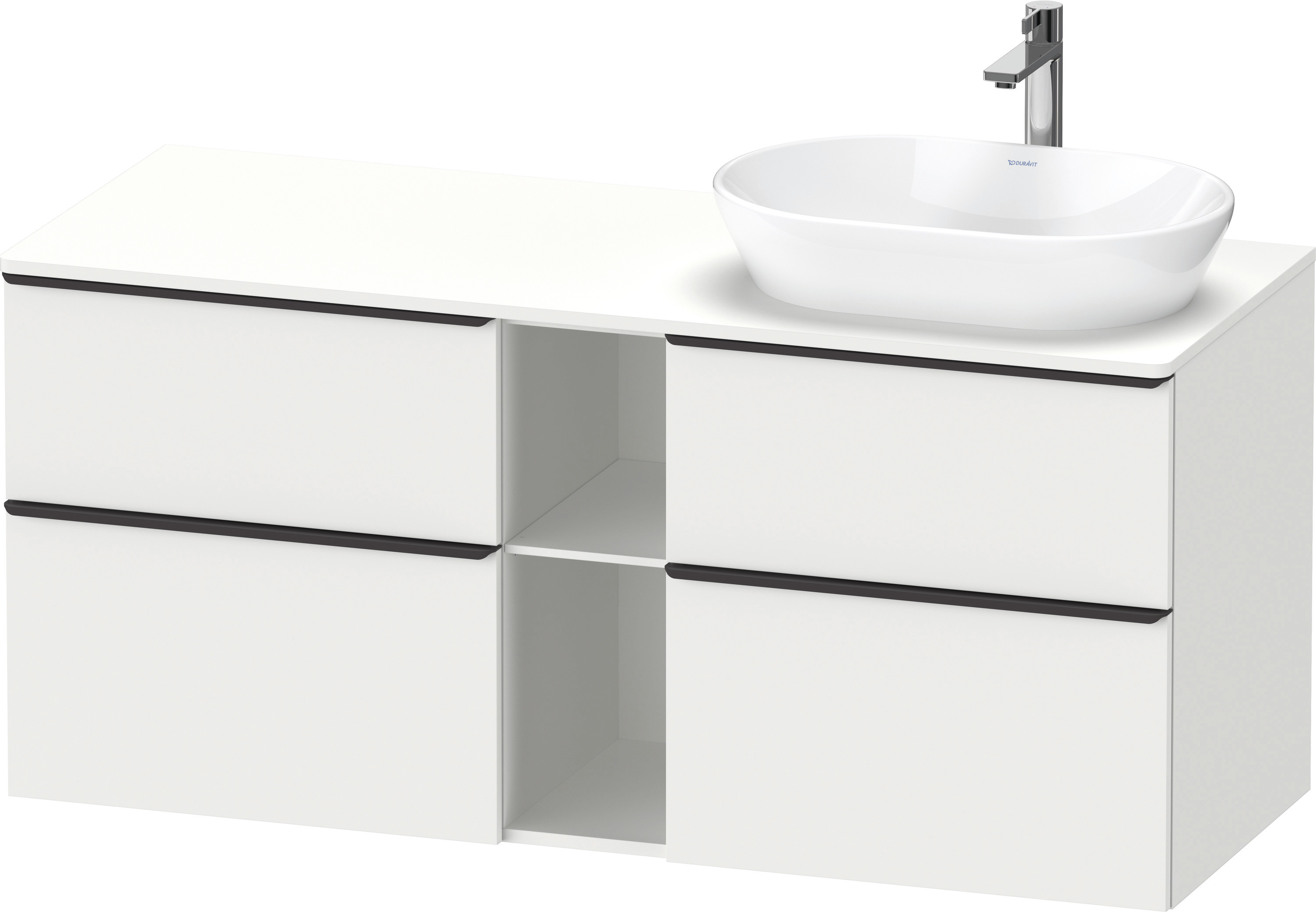 Duravit D-Neo,Kons-WTU,R,AZ:2,SBK:2,Gr:D.Schw 1400x550x644mm,Wandh.Weiß Matt,Dekor