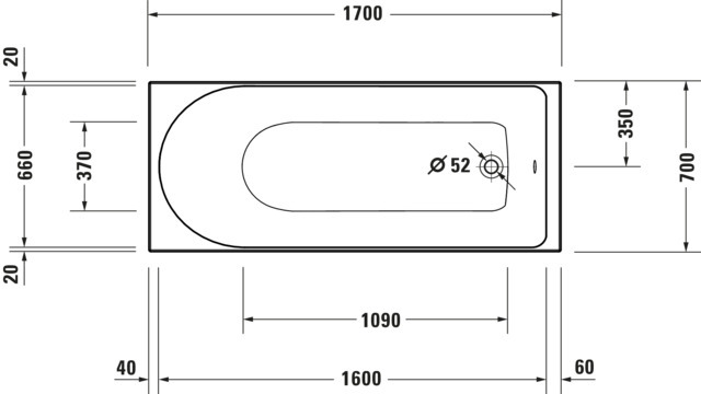 Duravit D-Neo BW 1700x700,Einbauversion Rückenschr.1 Pos.Variabel, Weiß