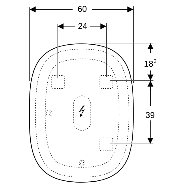 Geberit Option Oval Lichtspiegel, ind. Bel. 60x80x3,1cm