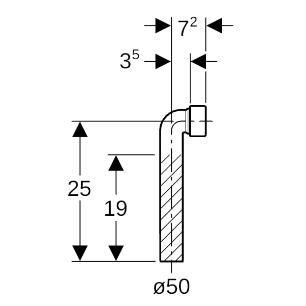 Geberit Anschlussbogen 90Gr mit Quetschverschraubung d50