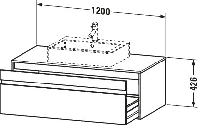 DU WTU wandhängend Ketho 550x1200x426mm 1 Auszug, für ASB mi., weiß matt