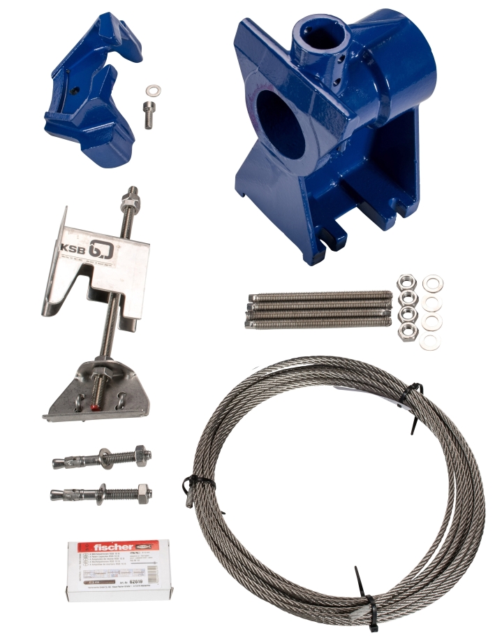 KSB Flanschkrümmer mit Fuß, Seilführung Einbautiefe 4,5 m, DN 65 / 2 1/2"