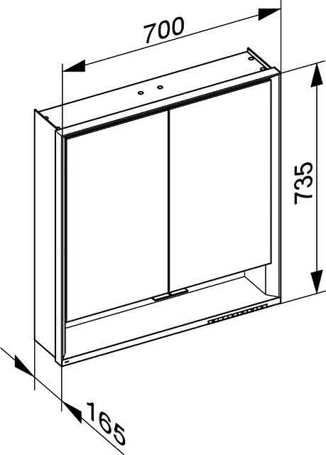 KEUCO SPS Royal Lumos 14307, VB Hzg. 700x735x165mm si.-elox.