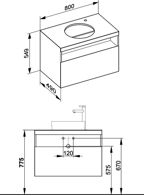 KEUCO WUB Stageline 32865 m.Ausz. Hahnl.re. 800x550x490mm inox