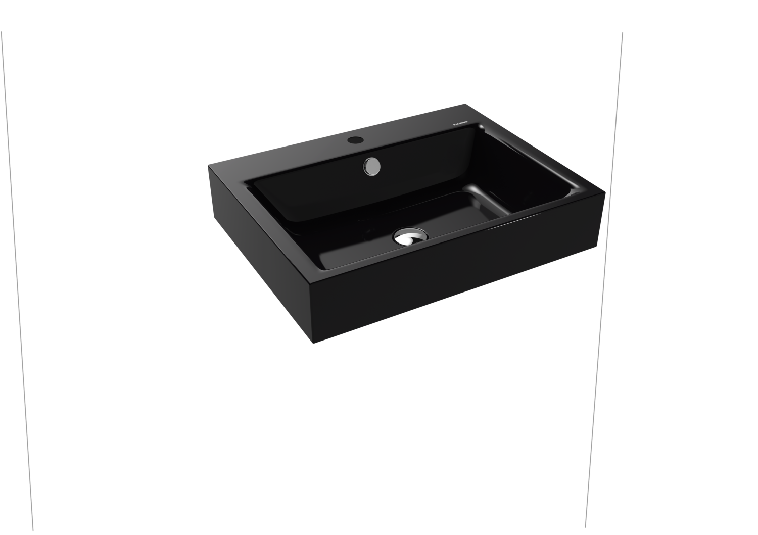 KA WB PURO WANDWASCHTISCH Mod.3164,600x 460mm,schwarz,PEFF,AD,m. 1HL,mÜL,chr