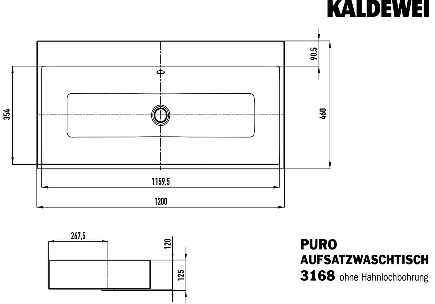 KA WB PURO Mod.3168,1200x460mm,alpwe, PEFF,AD,mÜL,chr