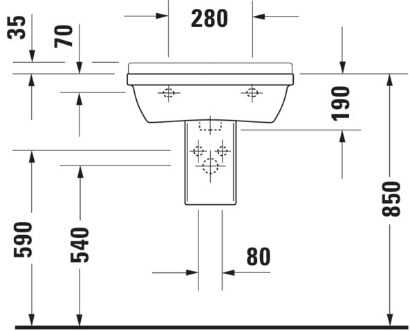 DU Waschtisch Starck 3 550 mm mit ÜL, mit HLB, 1 HL, weiß WonderGliss