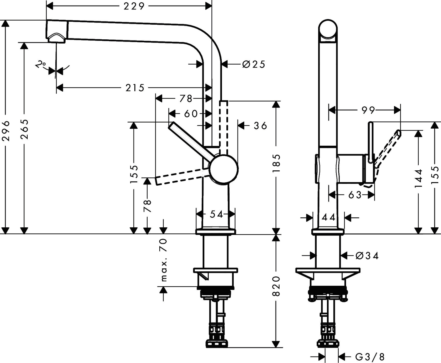 Hansgrohe Spültischmischer 270 Talis M54 1jet BBC