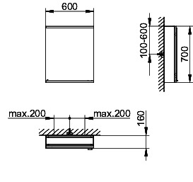 KEUCO Royal Modular 2.0 SPS, unbel. 80000, Vorb,1Steckd,sb-elox,600x700x160mm