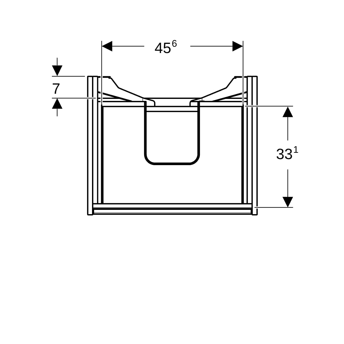 Geberit Renova Plan US f. WT, m. 2 Schubladen 54,6x60,6x44,6cm, Eiche natur