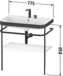 Duravit Metallk. mit Happy D.2 Plus bodenst. 850x775x490mm, 2 HL, Mediterrane Eiche