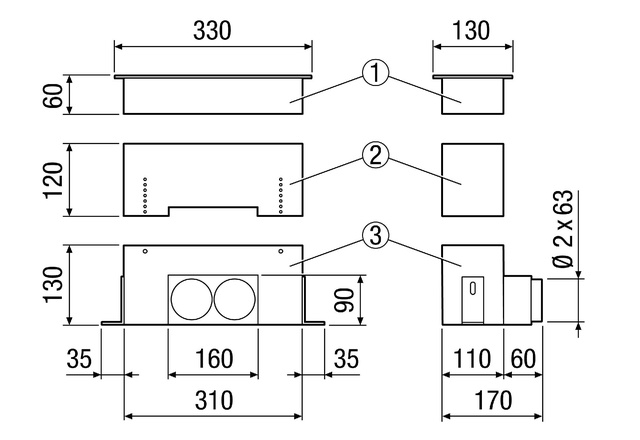 Maico Fussboden- und Wandauslass MF-FBWA 63 für MAICOflex Rohrsystem, DN63