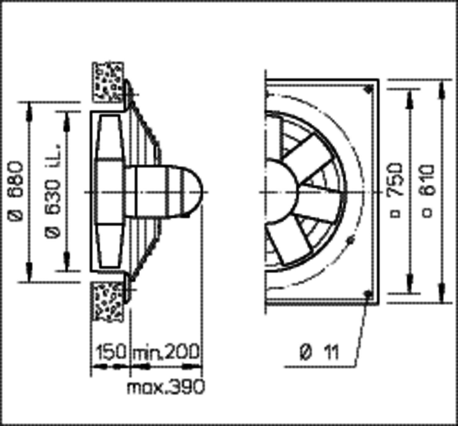 Helios HQW 630/6 TK Axialventilator 1-PH, mit Gitter
