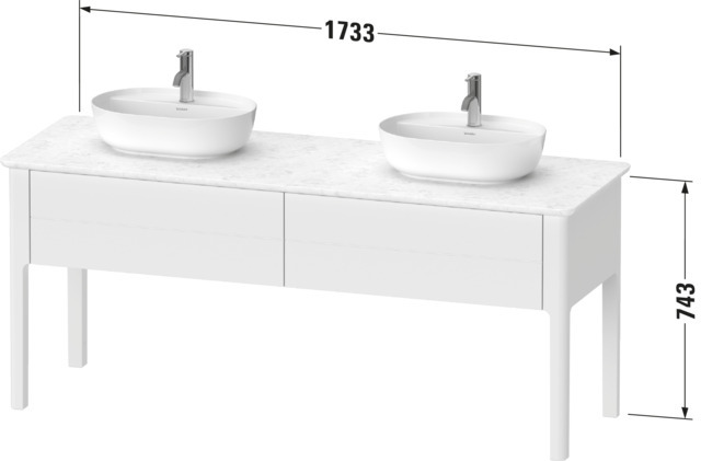 Duravit WTU bodenstehend Luv 743x1783x570mm 2 Auszüge, o.Siphonausschnitt, Weiß SeM
