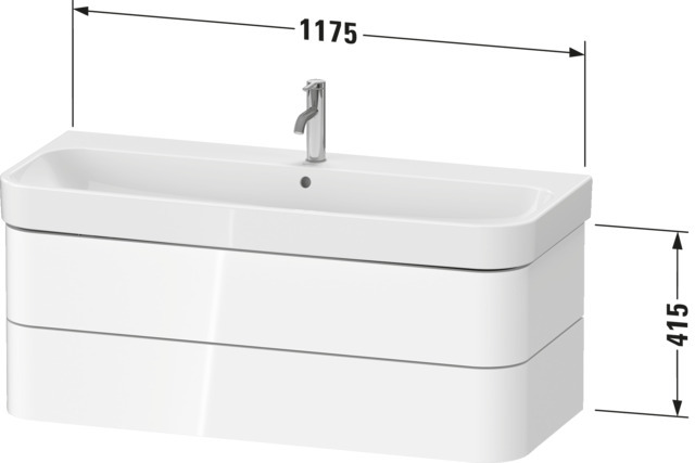 DU WTU wh. Happy D.2 Plus 1175x415x490mm 2SK, Weiß Hochglanz, ohne ES