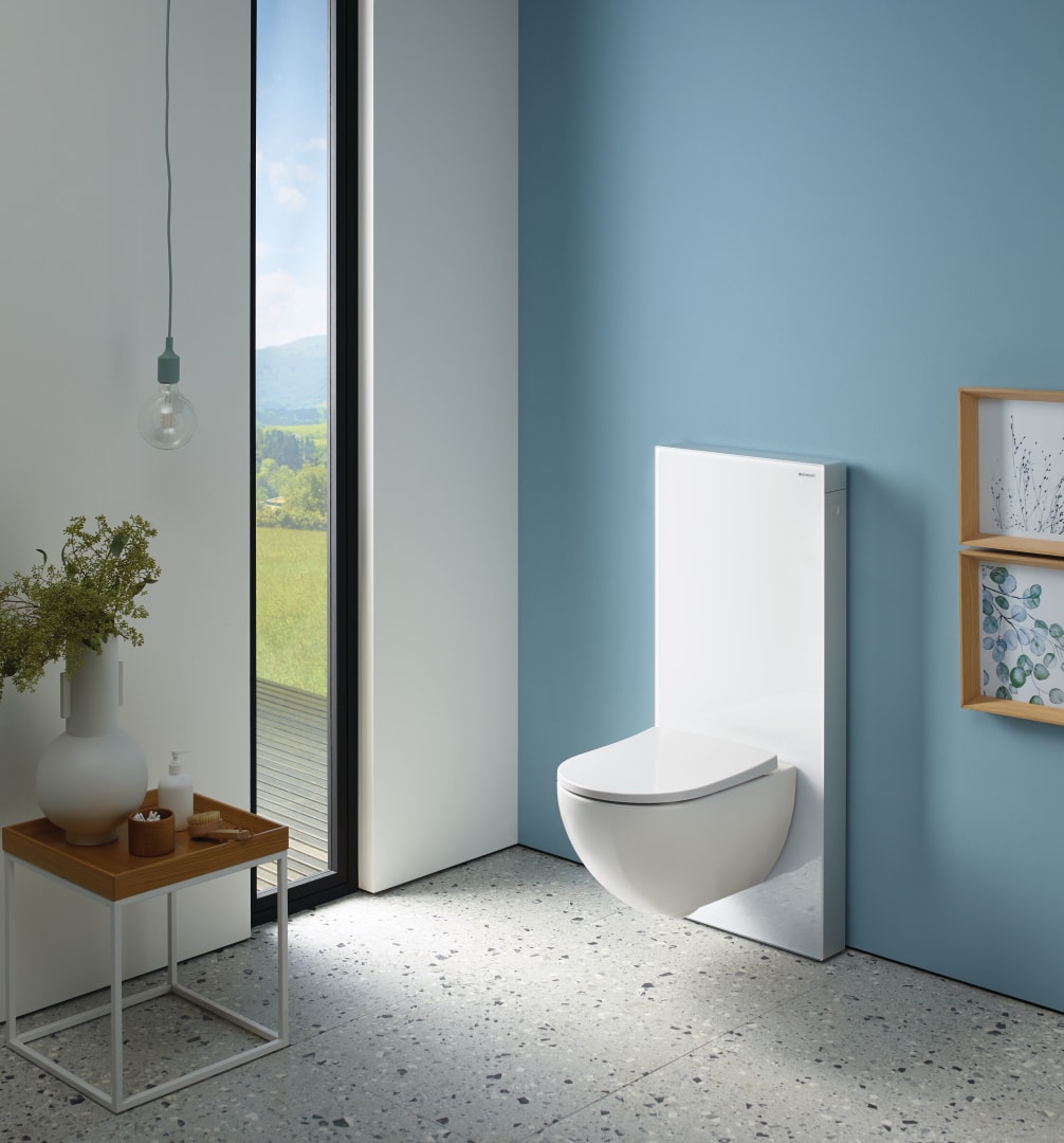 Geberit Monolith Plus Sanitärmodul f. WWC 114cm, Glas weiß /Aluminium