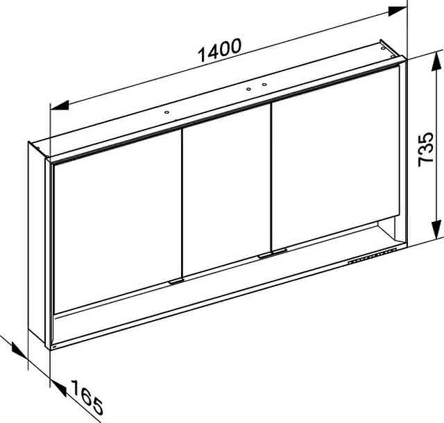 KEUCO SPS Royal Lumos 14306, VB Hzg. 1400x735x165mm si.-elox.