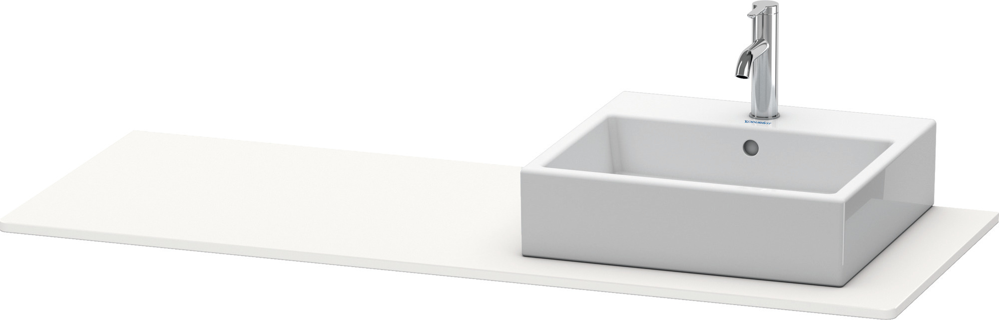 Duravit Konsole XSquare 16x1400x550mm mit 1 Ausschn., Weiß Seidenmatt