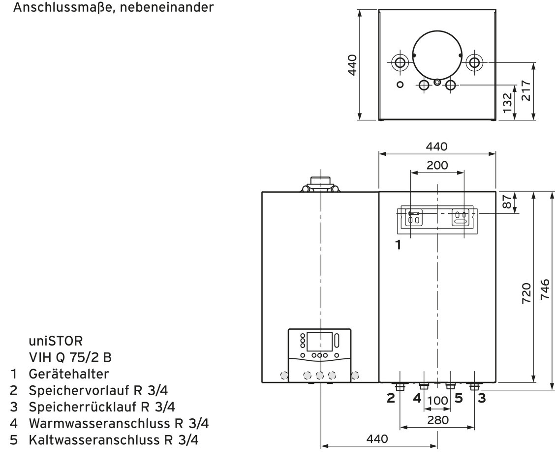 Vaillant Paket 1.654/2 ecoTEC plus VC 20CS/1-5, VRC 710, VIH Q 75/2 B