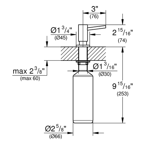 GROHE Seifenspender Cosmopolitan 40535 Vorratsbehälter 0,4 l cool sunrise geb.