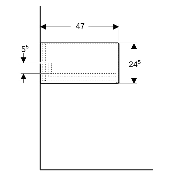 Geberit ONE Seitenschrank mit 1 Schubl. 45x24,5x47cm, sandgrau hgl.