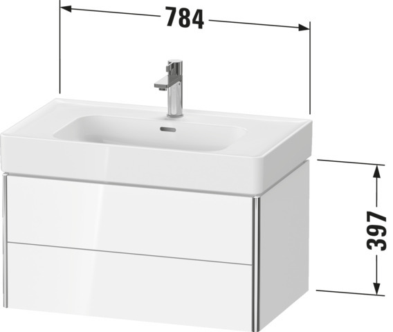 Duravit WTU wandhängend XSquare 470x784x397mm Betongrau Matt 2 Schubk.