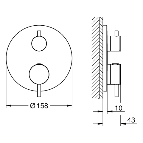 GROHE THM-Wannenbatt. Atrio 24359 FMS für 35604 2-Wege-Umstellung supersteel
