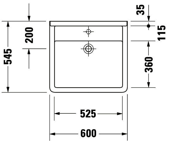 DU Waschtisch Starck 3 Vital Med 600 mm ohne ÜL, mit HLB, HL-Vst., weiß WG