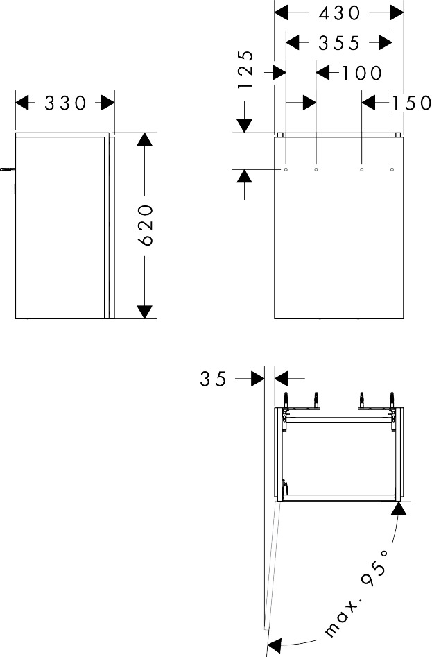 Hansgrohe Waschtischunterschrank Xilesa E  430x330mm f.HWB,Türanschlag links ECHK Hansgrohe Waschtischunterschrank Xilesa E  430x330mm f.HWB,Türanschlag links ECHK