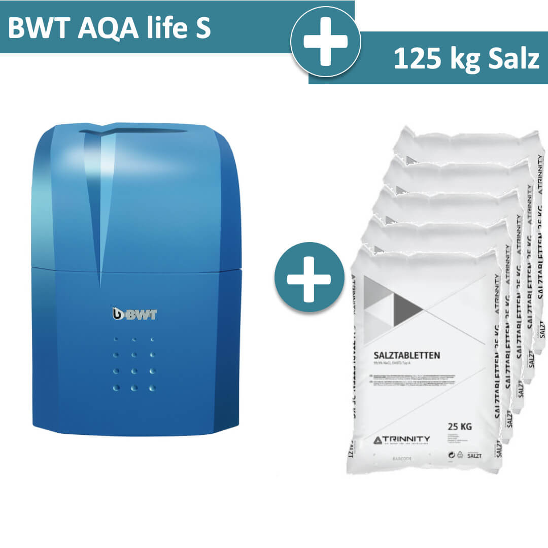BWT Weichwasseranlage AQA life S inkl. Anschlusstechnik mit 125 kg Salz