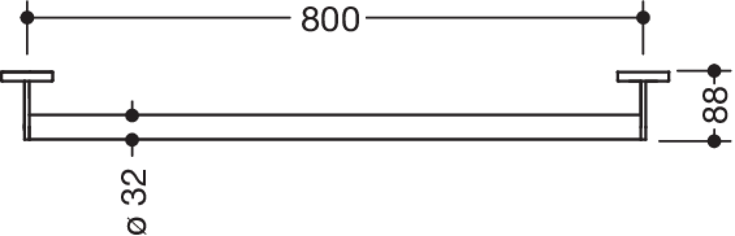HEWI Haltegriff, d:32, L:800mm, plvb dgrau tiefmatt