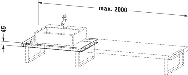 Duravit Konsole variabel DuraStyle 2 Ausschn.,45xvarx550,Betongrau Matt