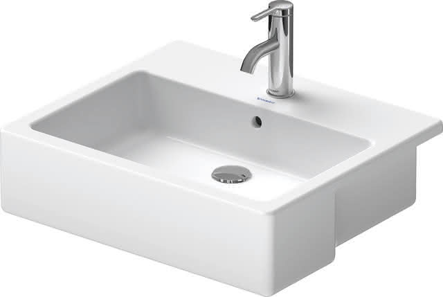 DU Halbeinbauwaschtisch Vero 550 mm mit ÜL, mit HLB, 1 HL, weiß