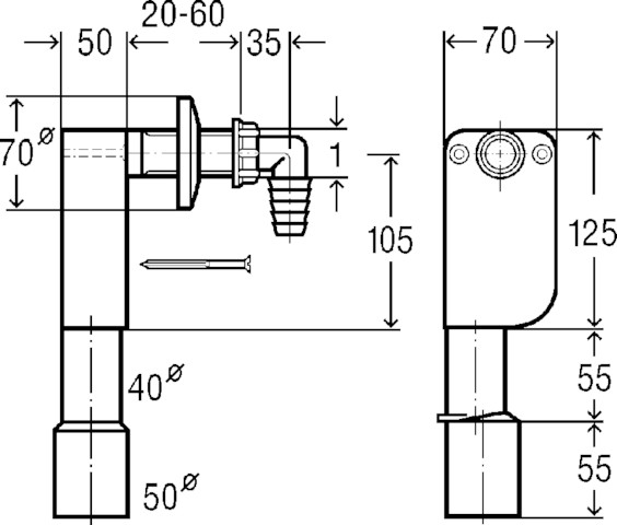 Viega Geruchverschluss 5635.7 in G1 x DN40/50 Kunststoff weiss
