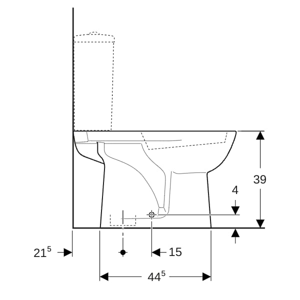 Geberit Renova Stand-WC für AP-SPK aufgesetzt Abgang vertikal, weiß
