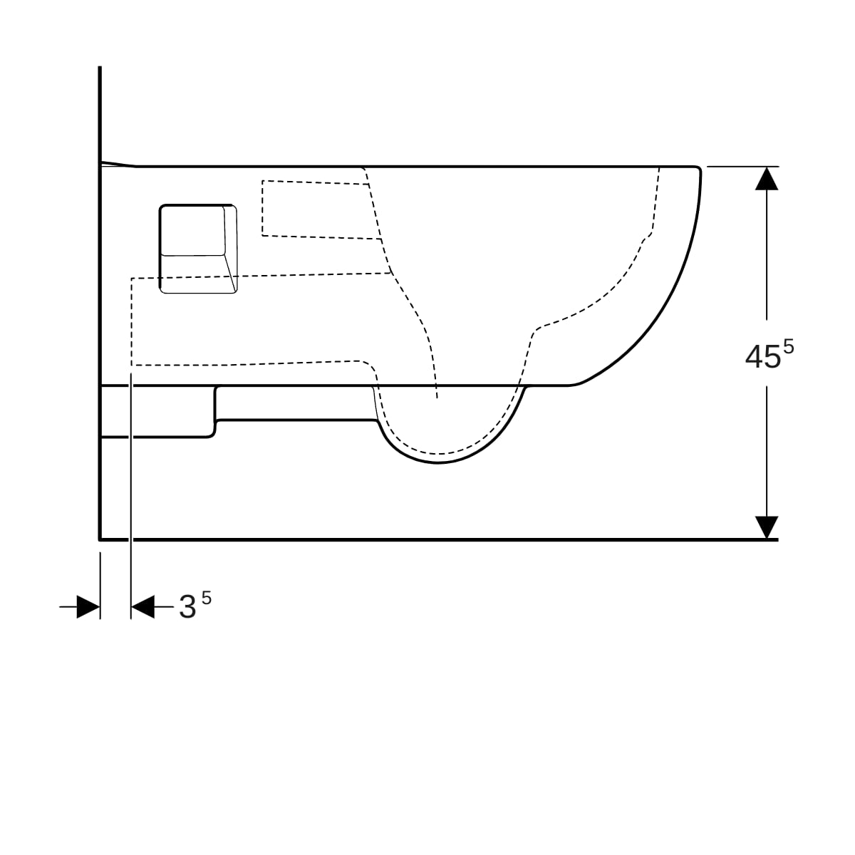 Geberit Renova Comfort Wand-WC Tiefspüler teilgeschlossene Form, Rimfree, weiß