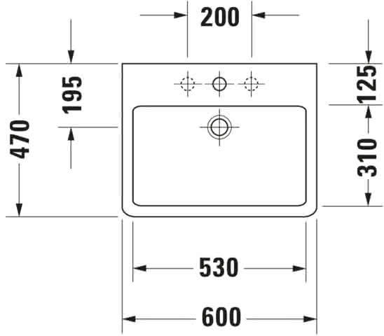 DU Waschtisch Vero 600 mm mit ÜL, mit HLB, 1 HL, weiß