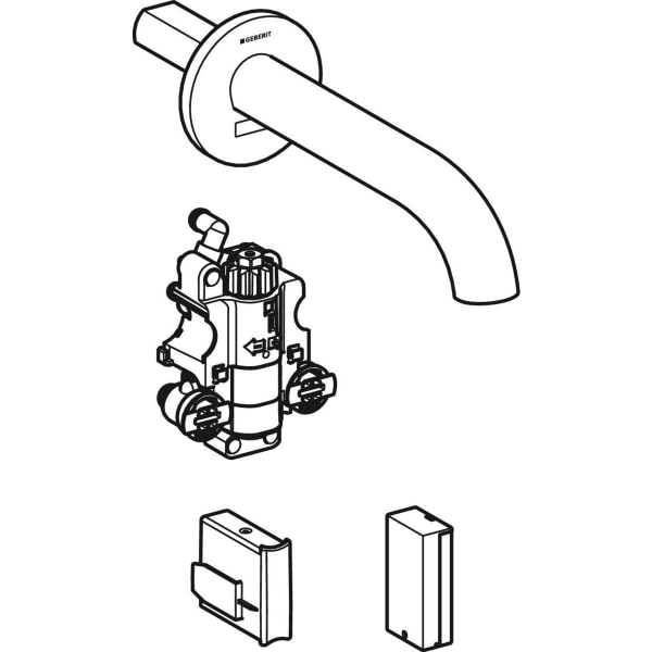 Geberit Piave WT-Arm., Wandmontage, Batterie f. UP-Funkt.Box, Therm.Mi.,L:22cm, edst.