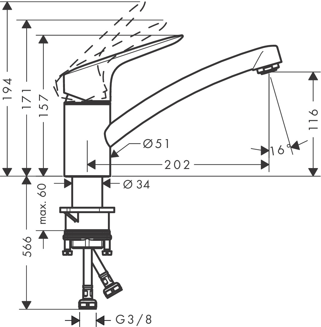 Hansgrohe Spültischmischer 120 Logis M31 Eco CoolStart 1jet chrom