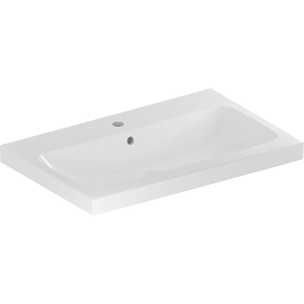 Geberit iCon Light Waschtisch 75x48cm mit Hahnloch, mit Ül., weiß, KeraTect