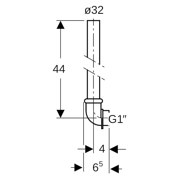 Geberit Spühlrohrzwischenstück für Urinal d32