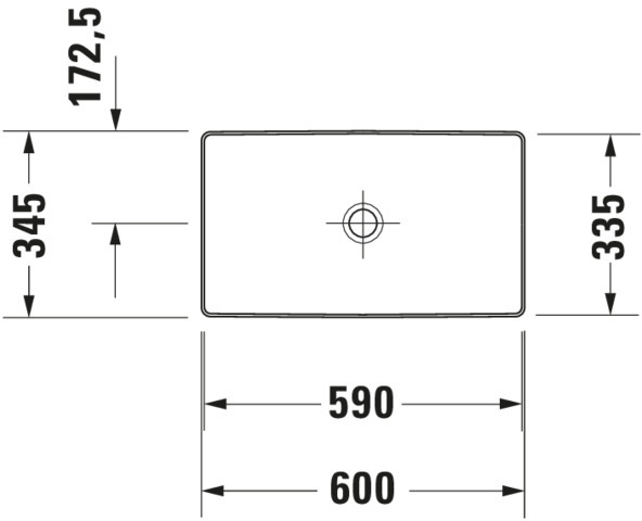 DU Aufsatzbecken DuraSquare 600mm o. ÜL, o. HLB, geschliffen, weiß