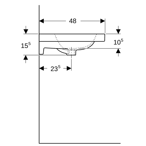 Geberit iCon Light Doppelwaschtisch 120x48cm ohne Hahnloch, ohne Überlauf, weiß