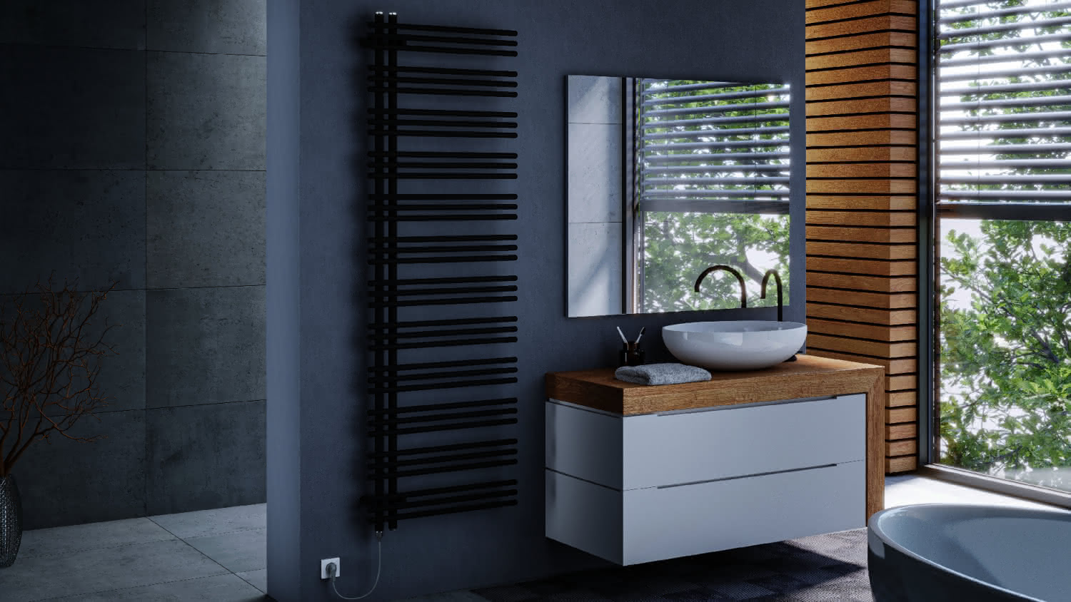 ZE Design-Heizkörper Yucca elektr. IHE YAZSL130060EAZD 1354x47x578 RAL 9016