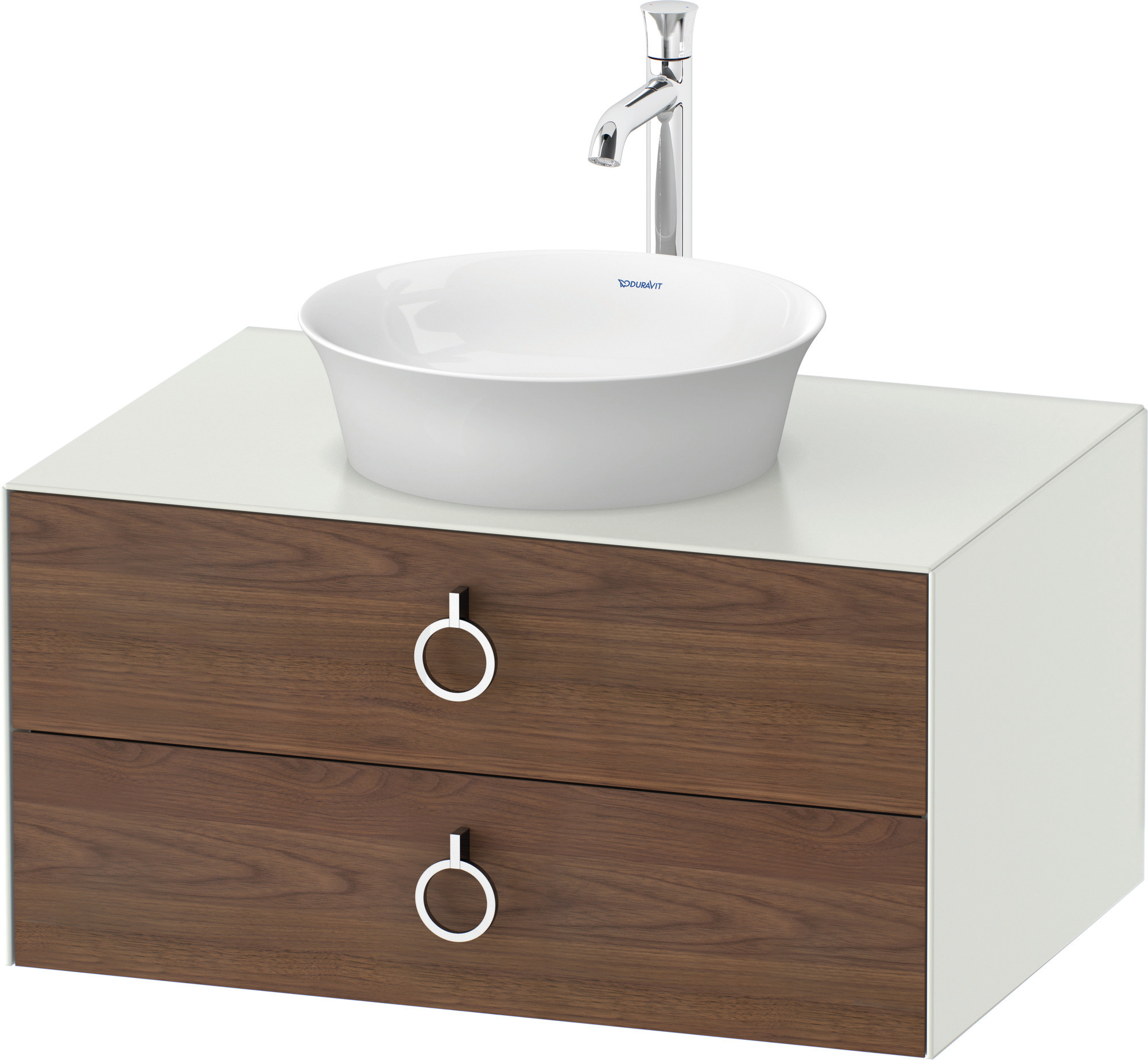 Duravit WTU wandh.White Tulip,2Schk.,m.Griff 408x800x550,Am.Nussb.M./Weiß Seidenmatt