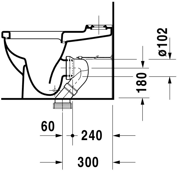 DU Stand-WC Kombi Starck 3 655 mm Tiefspüler, f.SPK, Abg.Vario, weiß WG
