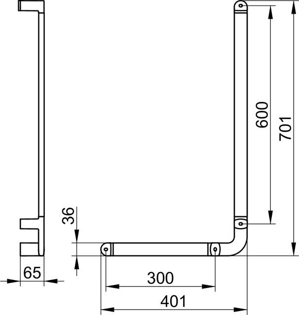 KEUCO Winkelgriff Elegance 31606, verchromt linke Ausführung, 401/701 mm,